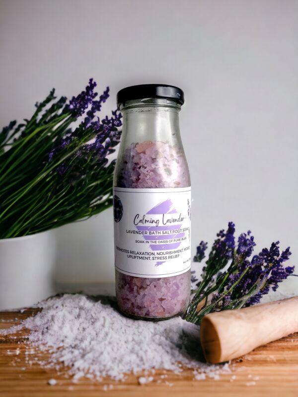 Calming Lavender Lavender Bath Salt, Feature : Non Harmful, Organic, Aromatic, Spa Therapy