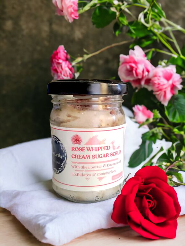 Pink Glow Earthy Creamy Rose Whipped Scrub, For Body Care, Beauty Care, Packaging Type : Glass Box