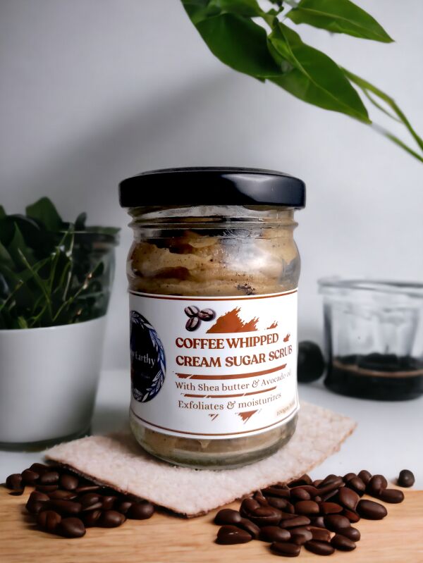 Brown Glow Earthy Creamy Whipped Coffee Scrub, For Body Care, Beauty Care, Packaging Type : Glass Box