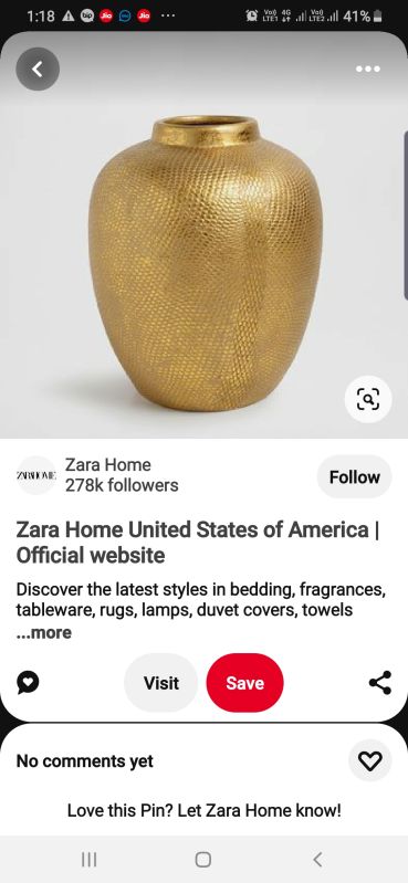 Gold finish Almuniyum silver vase