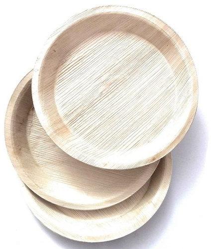 Light Brown Round 12 Inch Areca Leaf Plate, for Serving Food