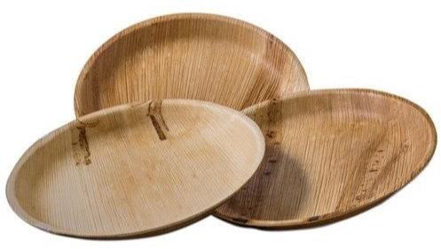 Light Brown 8 Inch Areca Leaf Plate, for Serving Food, Shape : Round