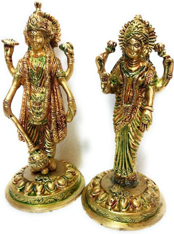 Polished Brass Laxmi Narayan Statue, for Office, Home, Religious ...