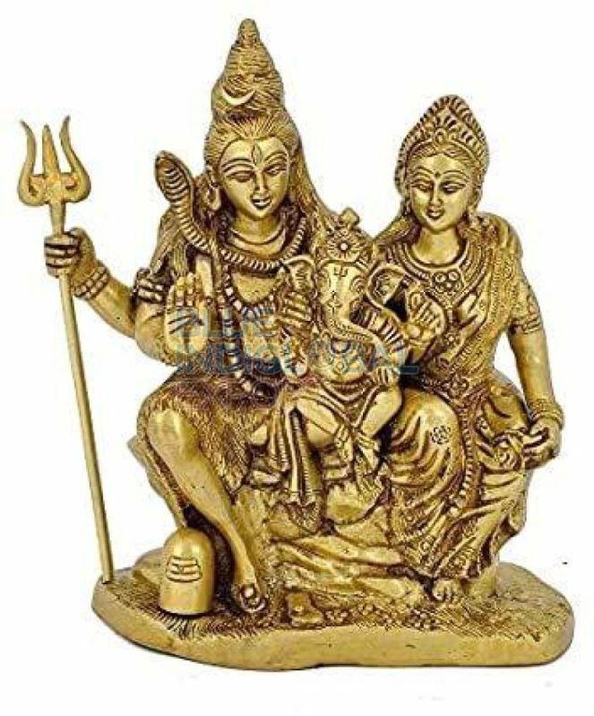 Polished Brass Shiv Parivar Statue, for Worship, Temple, Office, Home, Pattern : Printed, Carved