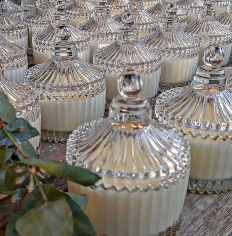 Soy Wax Scented Crystal Jar Candle, for Smokeless, Fine Finished, Attractive Pattern, Moisture Resistance