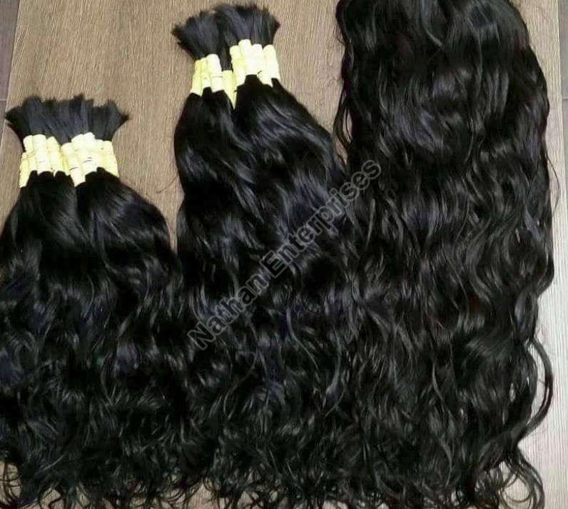 Black Virgin Remy Wavy Hair, for Parlour, Personal, Gender : Female