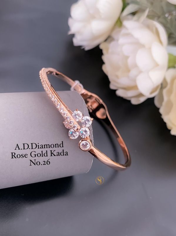 American Diamond Designer Rose Gold Bangle, Occasion : Engagement, Party, Wedding