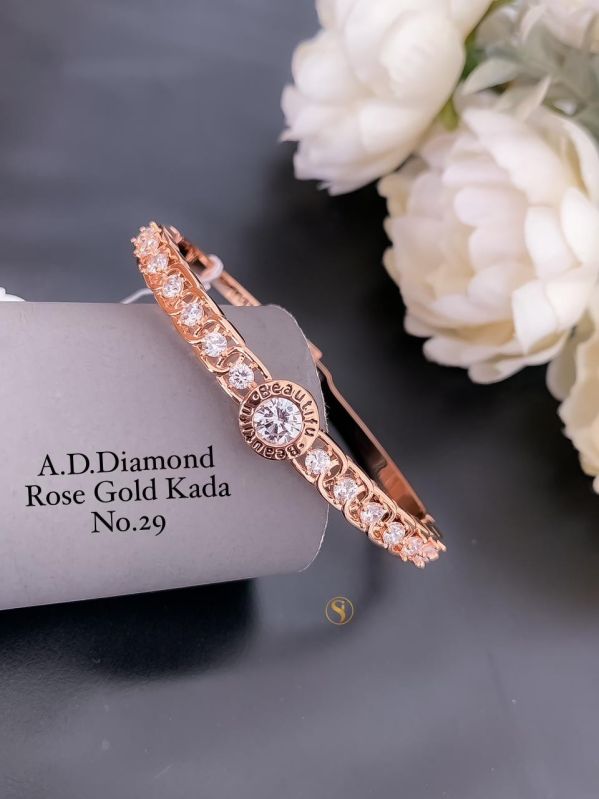 American Diamond Studded Rose Gold Bangle, Occasion : Engagement, Party, Wedding