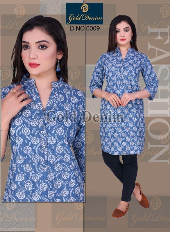 Two Color Discharge Print Kurti, Occasion : Casual Wear