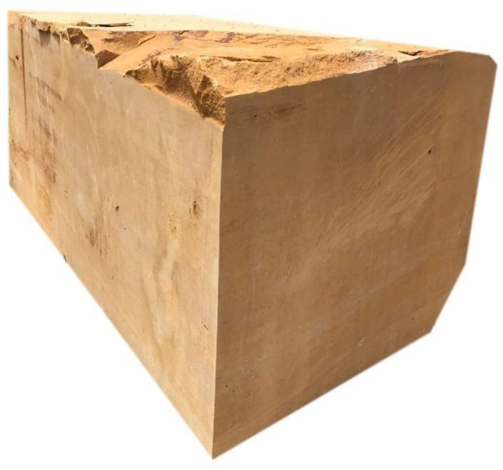 Rectangular Non Polished Solid Yellow Sandstone Block, for Construction Use, Pattern : Plain