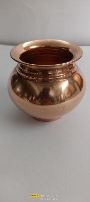 Golden Round Polished Fancy Copper Lota, For Pooja, Style : Antique