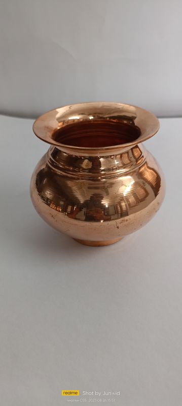 Golden Round Polished Stylish Copper Lota, For Pooja, Style : Antique