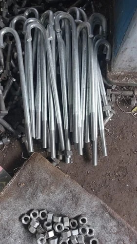 Metallic Polished Galvanized Iron J Type Foundation Bolts, for Industrial, Size : 500 - 600 mm