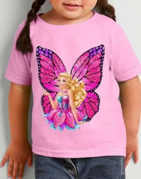 Kids Polycotton Pink Barbie T-shirt