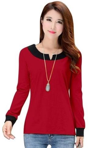 Ladies Casual Full Sleeve Cotton T-shirt