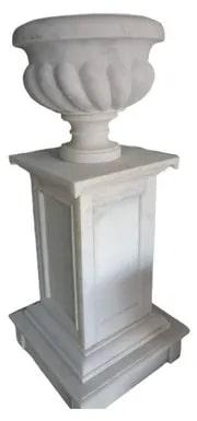 White Polished Sandstone Flower Pot, for Outdoor Decoration, Style : Antique