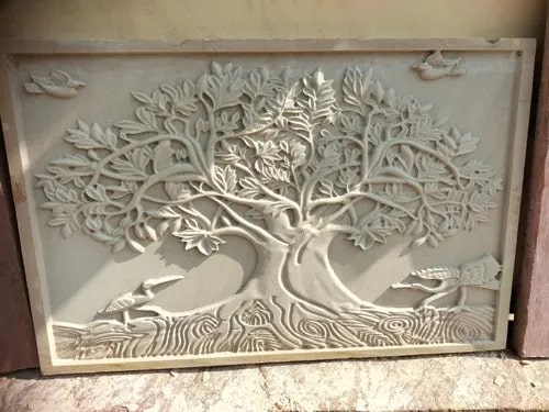 Brown Rectangle Polished Tree Sandstone Wall Panel, for Construction, Size : Standard