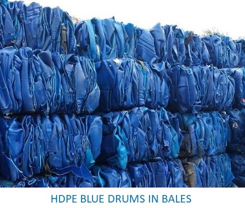 HDPE Blue Drums in Bales