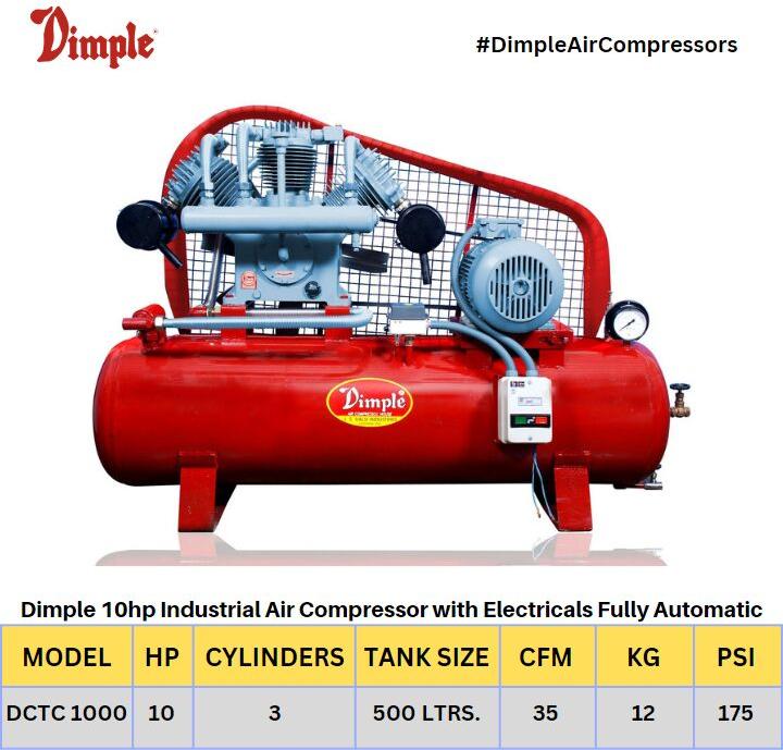 10HP 3 CYLINDER, DOUBLE STAGE INDUSTRIAL AIR COMPRESSOR