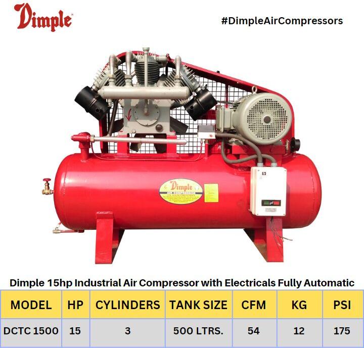15HP 3 CYLINDER, DOUBLE STAGE INDUSTRIAL AIR COMPRESSOR