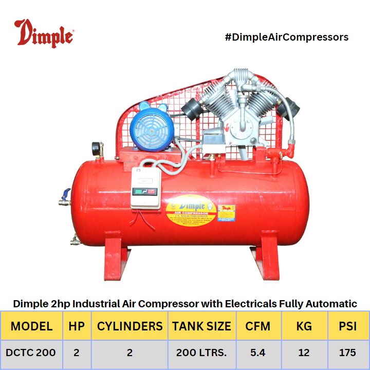2HP DOUBLE CYLINDER, DOUBLE STAGE INDUSTRIAL AIR COMPRESSOR