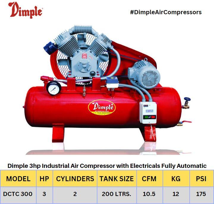 3HP DOUBLE CYLINDER, DOUBLE STAGE INDUSTRIAL AIR COMPRESSOR