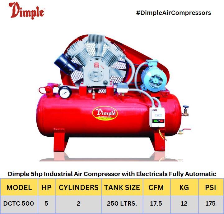5HP DOUBLE CYLINDER, DOUBLE STAGE INDUSTRIAL AIR COMPRESSOR