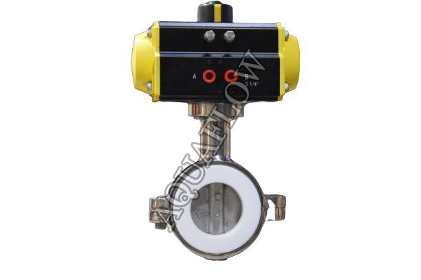 Pneumatic Actuator PTFE lined Butterfly Valve, for Gas Fitting, Oil Fitting, Water Fitting, Feature : Casting Approved