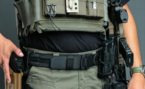 Black Poylster Tactical Gun Belt, Size : Customizes
