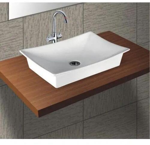 Ceramic Table Top Wash Basin, Color : White