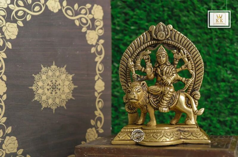 Kki Brass Durga Maa Statue, Color : Brown