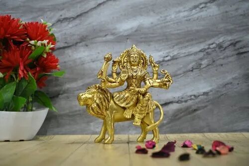 Brass Durga Statue, Color : Golden (Gold Plated)