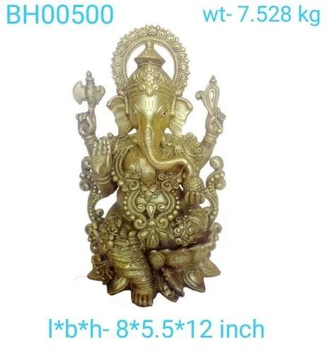 Kki Golden Brass Ganesh Statue