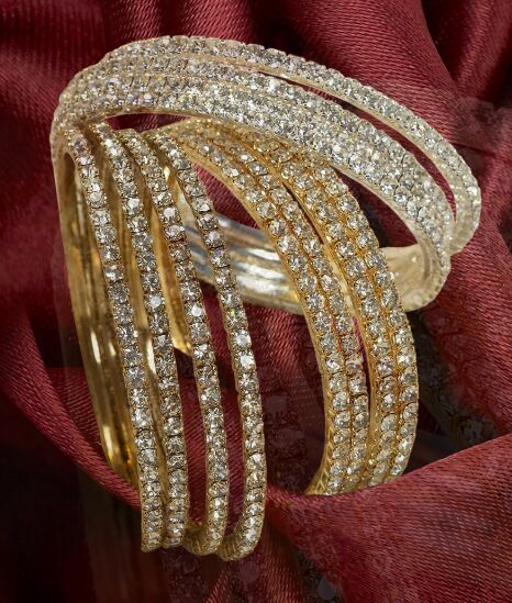 Magnificent silver sequinned diamante gold bangle