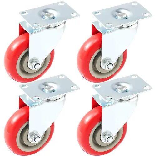 Shreeji Red PU Caster Wheels