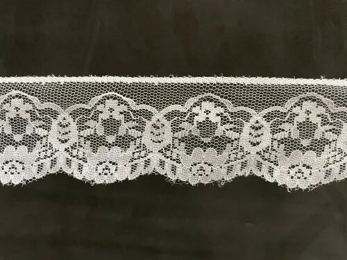 White Polyester Mesh Lace, for Saree, Width : 3inch