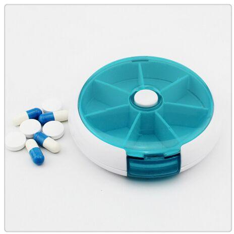 Plastic Compartment Round Pill Dispenser, for etc, Color : Blue White