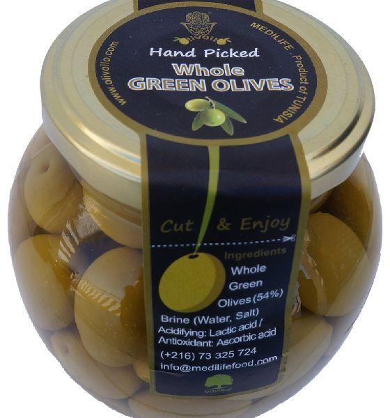 WHOLE GREEN OLIVES 370g