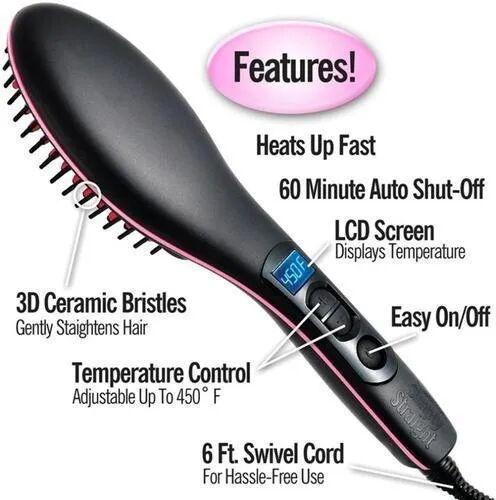 Plastic Hair Straightening Brush, Color : Pink