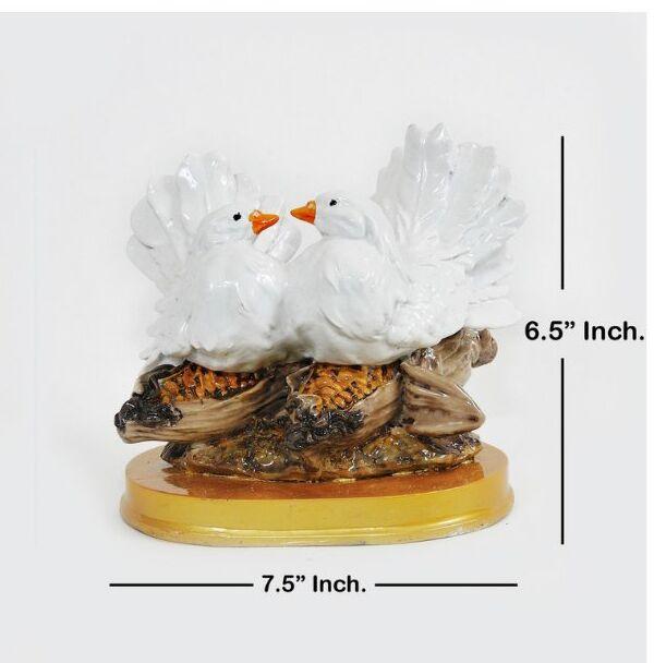 White Ceramic Love Birds Statue, for Garden, Home, Office, Shop, Packaging Type : Carton Box