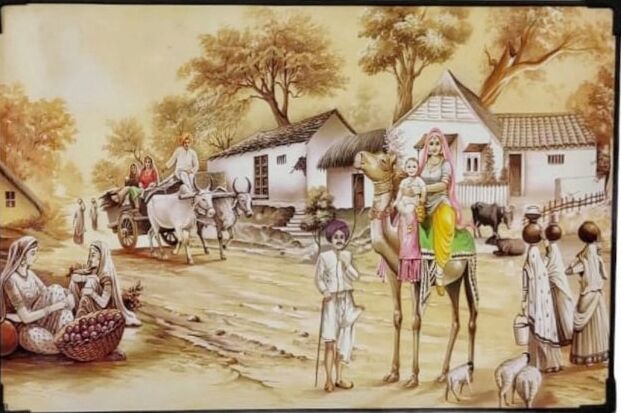 Village Scene Painting