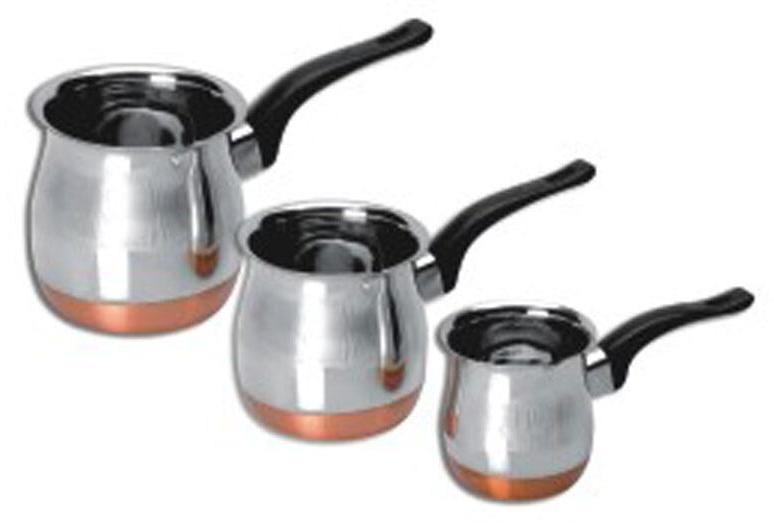 Copper Bottom Coffee Warmer With Bakelite Handle - 3 Pcs