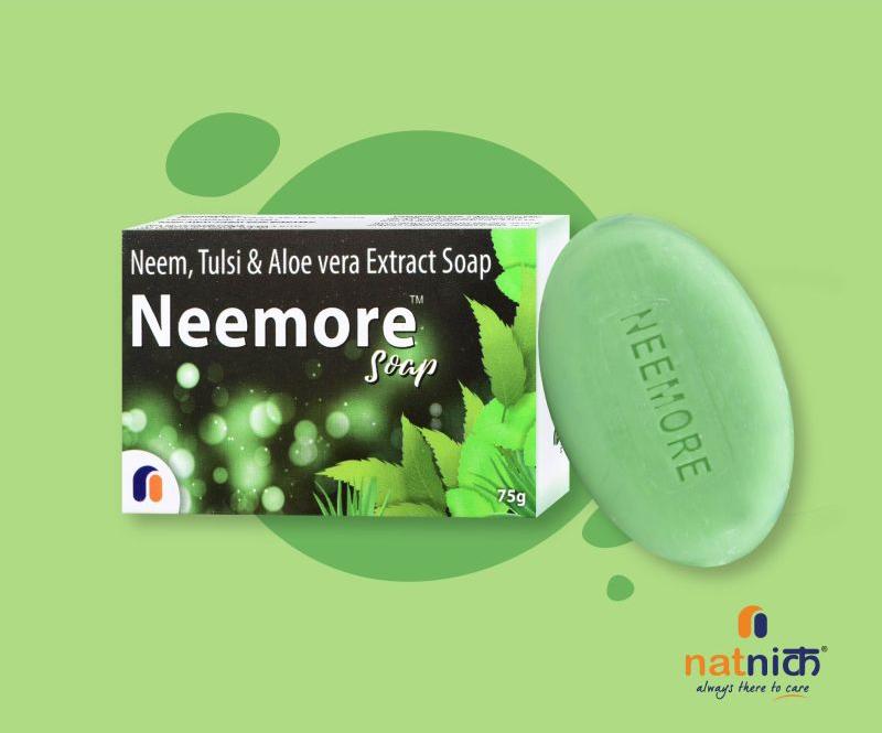 Green Bar 75gm Neemore Soap, for Bathing, Shape : Rectangle