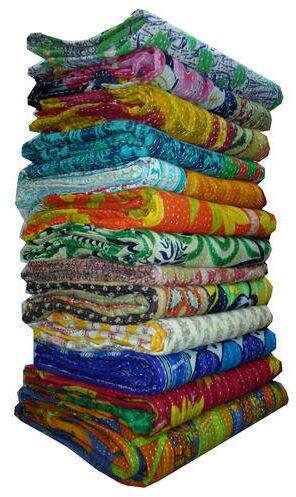 Lucky Handicraft Printed Cotton Vintage Kantha Quilts, Size : Single