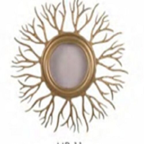 Iron Glass Gold Metal Wall Mirror, Packaging Type : Box