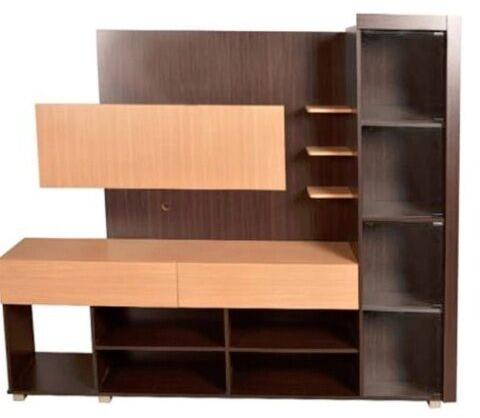 Particle Board with PU Finish TV Wall Unit, Color : Brown