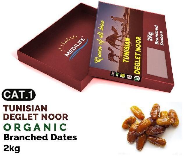 Organic Dates Deglet Nour On Branch 2 Kg Carton Box