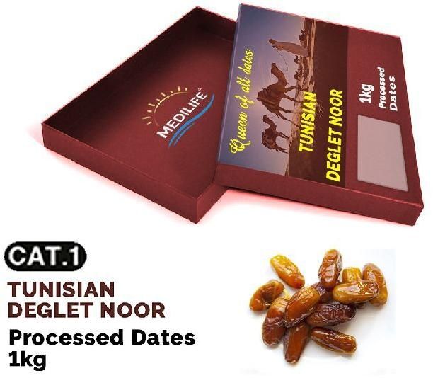 Processed Deglet Noor Dates 1kg Carton Box