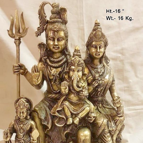 Polished Brass Shiv Parivar Statues, for Garden, Home, Office, Shop, Size : 2feet