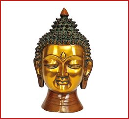 Polished Brass Buddha Face Statue, for decorative, Style : Antique